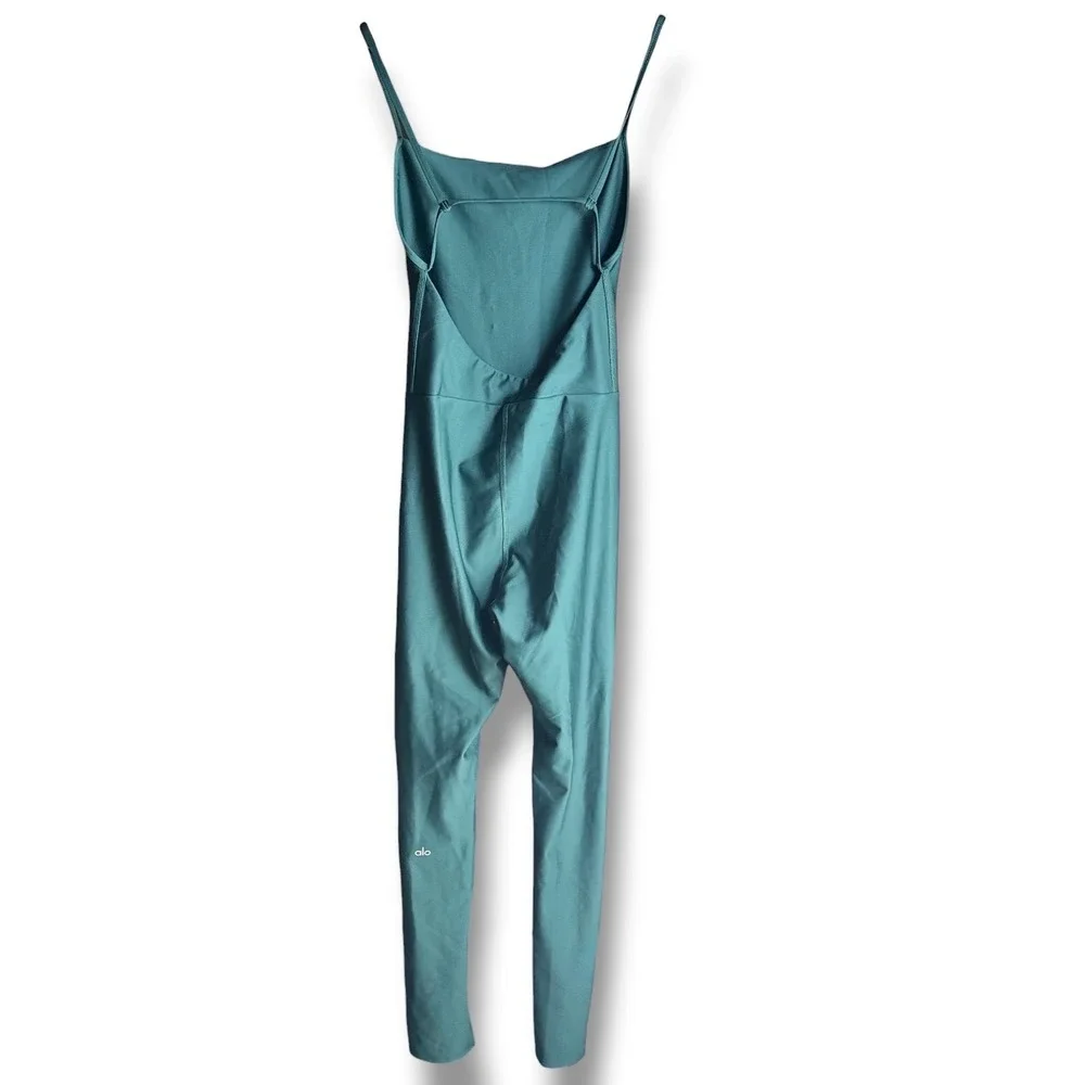 Alo Yoga Airlift Disco Daze Onesie Women Small Midnight Green Yoga Athleisure